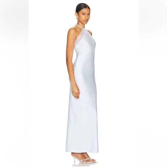 MAJORELLE Libbie Gown Light Blue satin slip dress
Halter maxi Revolve NWT L - Picture 2 of 11
